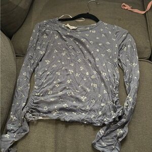 Pink Rose Floral Long Sleeve Top - Light Purple